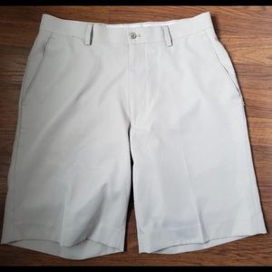 Alan Flusser Golf Shorts Men Beige Size 32 Flat Front Belt Loops 9" Inseam